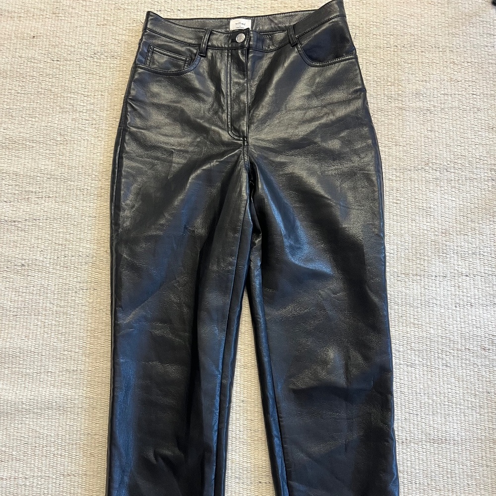 Aritzia Wilfred Black Faux Leather Pants Size 8